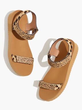 Madewell The Maggie Strappy Sandal in Spot Mix Calf Hair Boho Size 9.5